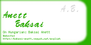 anett baksai business card